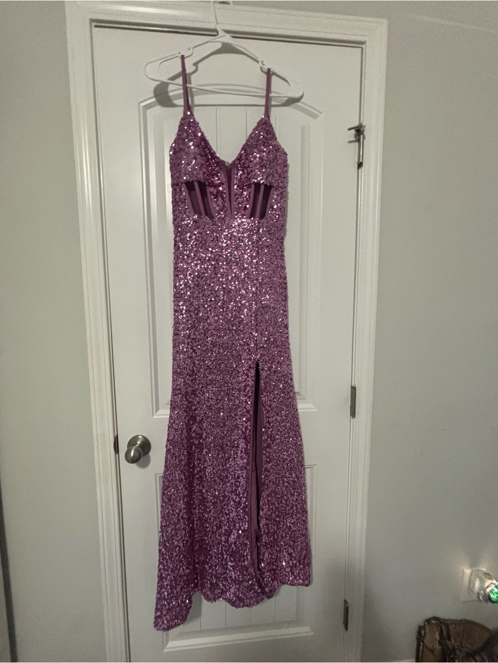 Morgan & Co. Lavender Sequin Evening Dress